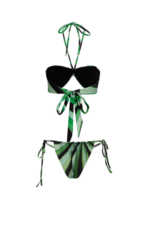 Green Bandeau Halter Tie Bikini SET